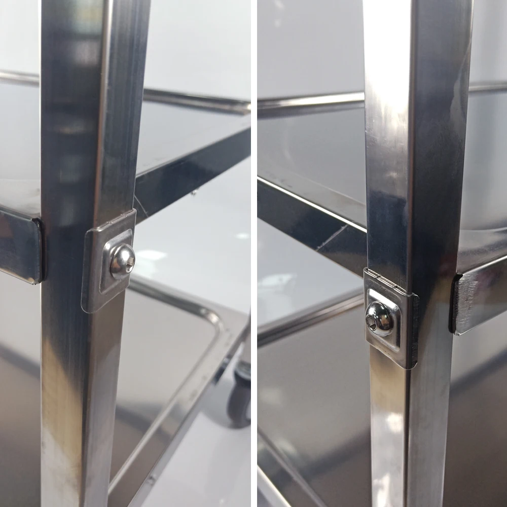 Тележка на колесиках 3 уровня 100 кг из нержавеющей стали | Мебель