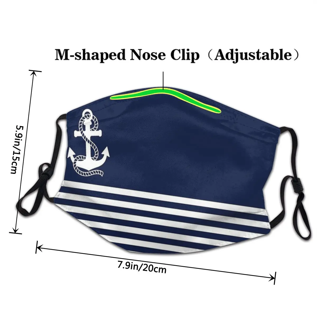 Маска для лица с морскими синими полосками и белым АНКЕРОМ многоразовая маска