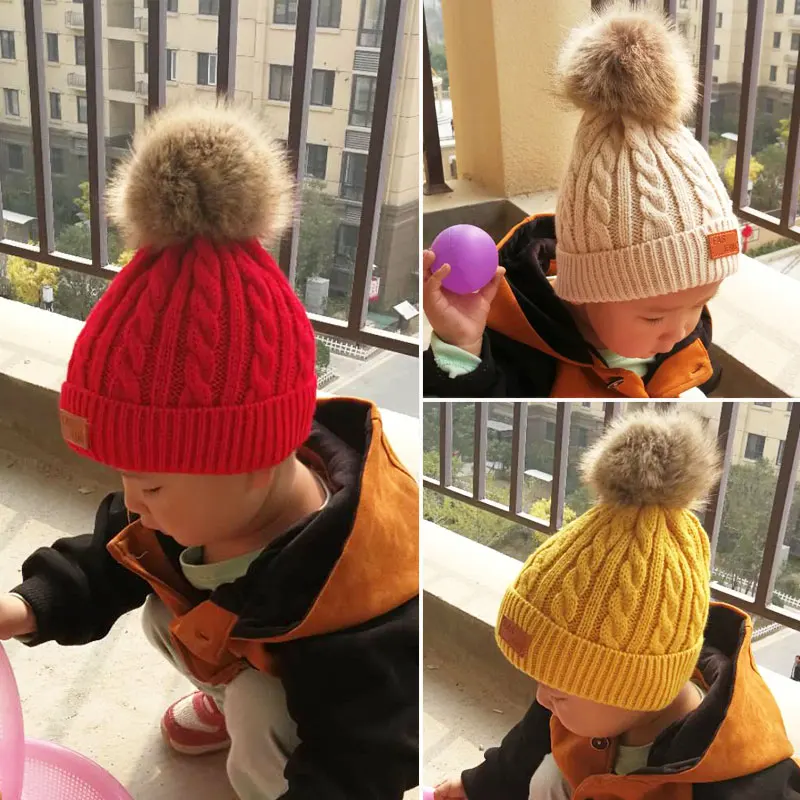 Милый детский вязаный костюм с шапкой и шарфом Повседневная Уличная шапка