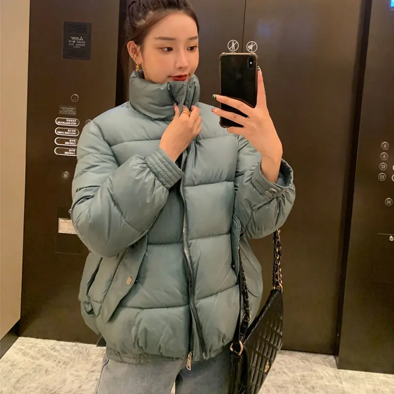 

2021 Zipper Solid Fashion Cotton Parka Women'sJackets Warm Winter Casual Short Warm Cotton Padded Winter Oversize Clothing Y6
