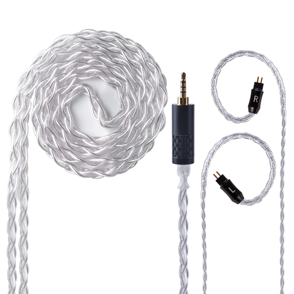 2 Pin 2.5mm UPOCC Litz 28AWG 7N одиночный Кристальный Медный Серебряный кабель 2,5/3,5/4,4 мм сбалансированный кабель для наушников с MMCX из Тайваня для HQ8 Олово 2 - Цвет: 2 Pin 2.5mm