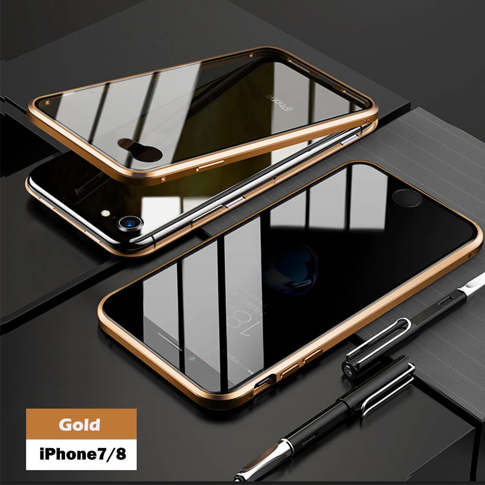 for iphone 7 8 Двухсторонний чехол из закаленного стекла, Роскошный прозрачный чехол для телефона с открытым магнитом для 7 8 Plus 7Plus 8 Plus X XS MAX XR, чехол для телефона - Цвет: for iphone 7 8