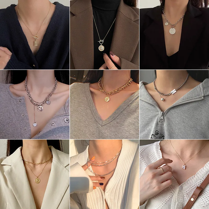 

Titanium steel men and women stainless steel necklace trendy hip-hop accessories ins sweater chain necklace