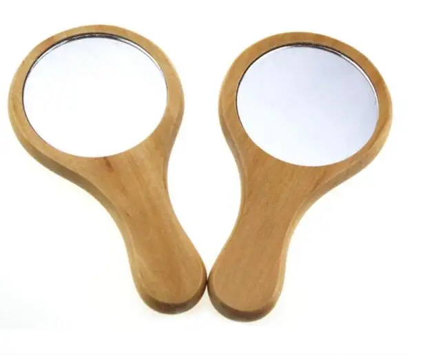 Зеркало деревянное компактное в винтажном стиле с ручкой 1 шт.|Зеркала для