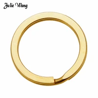julie wang 10pcs 25mm 30mm gold color copper metal key ring key chain round flat ring diy keychain for men jewelry findings