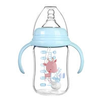 anti colic bpa free natural glass milk feeding bottle wide mouth water bottle handle cup cover baby bottle