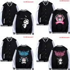 Симпатичный мультяшный милый Kuromi с забавным рисунком, маленький женский бейсбольный костюм, уличная одежда с V-образным вырезом, милая толстовка, теплая мягкая одежда в подарок