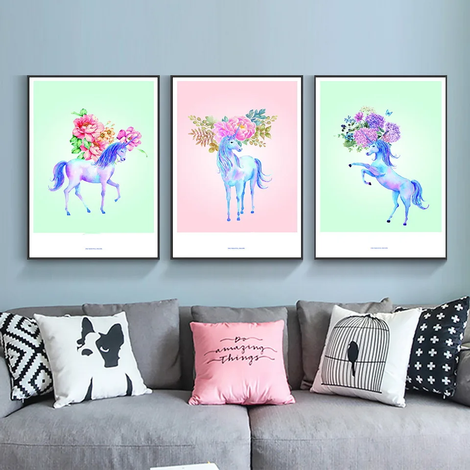 

Flower nice Unicorn Popular Decorative Oil Painting Unique Gift For Kids Room Baby Room Bedroom Decoration Artwork