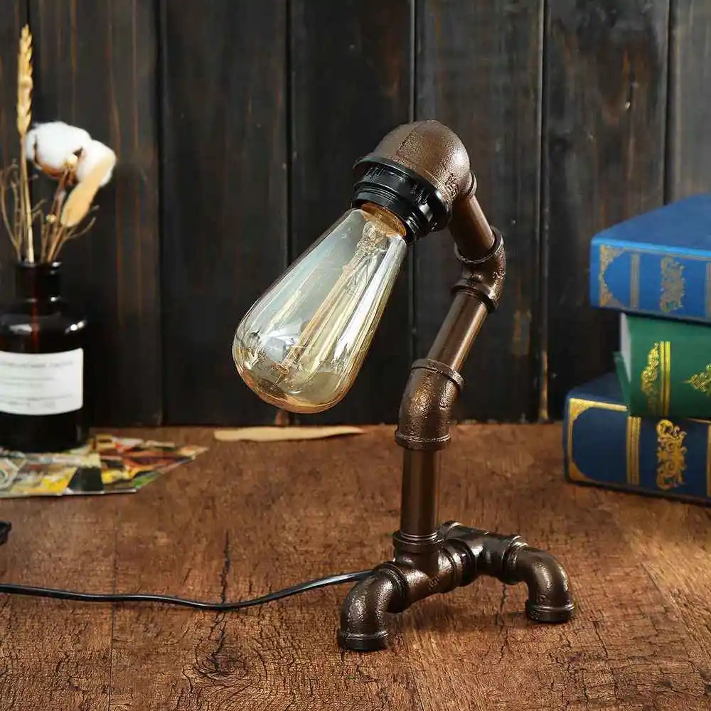 

Water Pipe Lamp Loft Industrial Wall Light Iron Rust Water Pipe Retro Wall Lamp Sconce Lights E27 Bulb Lighting Fixture Decor