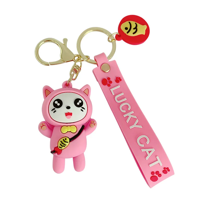 

2021 Still Can Love The Little Fresh Cat Keychains Cartoon Silicone Cat Key Chain Pendant Car Bag Key Rings Pendant Ornaments