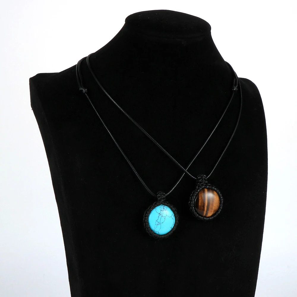 Женская и Мужская подвеска из натурального камня 25 мм с кристаллами тигровый