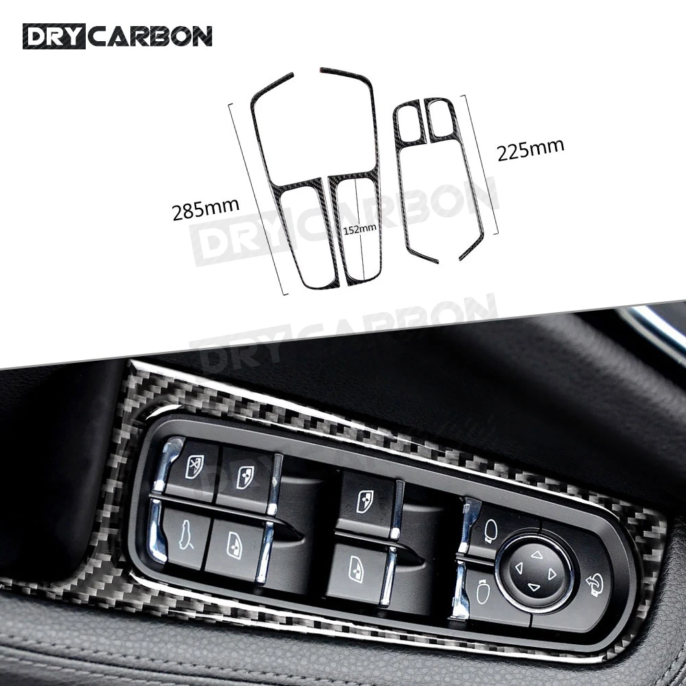 For Porsche Macan 2015-2018 Carbon Fiber Door Window Lifter Switch Button Panel Trim Frame Armrest Cover Stickers