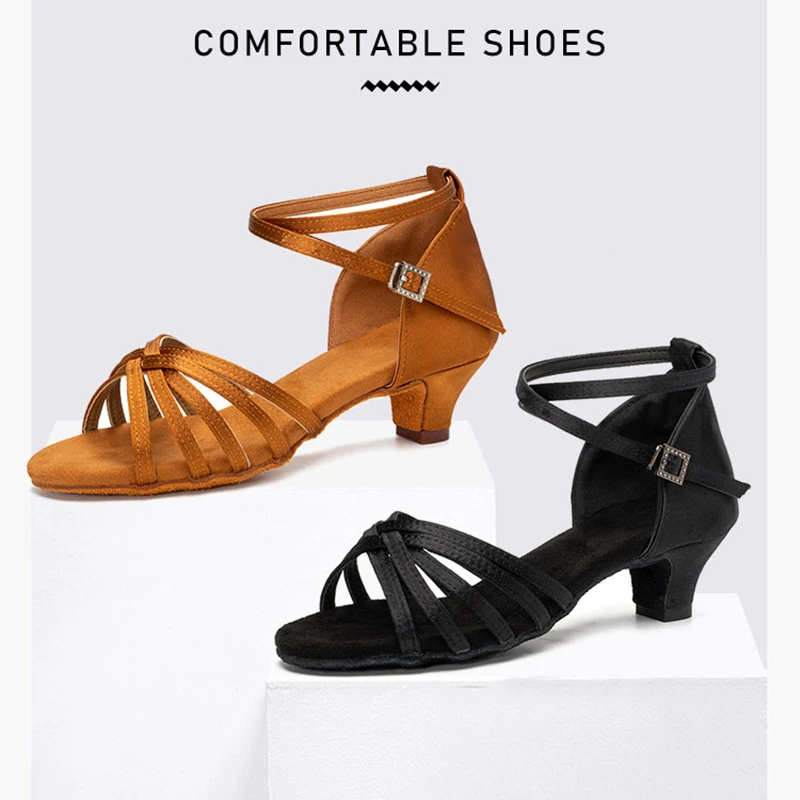 SWDZM Children Latin Dance Shoes Women Ballroom Dancing Shoes Girls Ladies high quality Party Low Heels dance shoes Wholesale