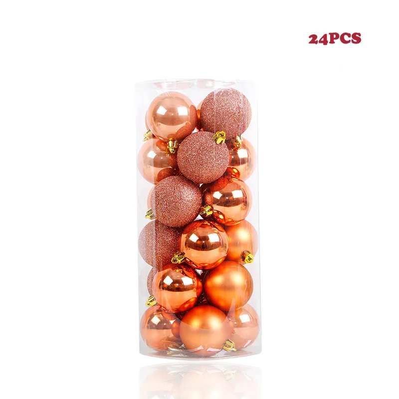 Rose-Gold 24 шт./партия, цветные рождественские шары 3-4-6-8 см, блестящие шары для рождественской елки, украшение для дома, украшение для бара и вечеринки - Цвет: Rose-Gold