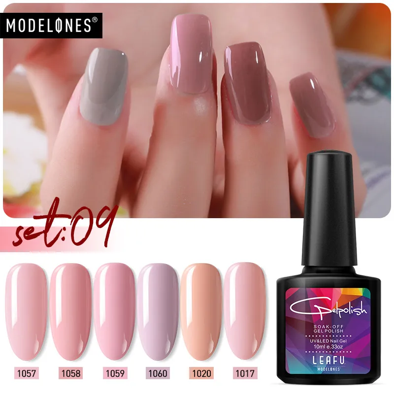 Modelones набор светодиодный Гель лак для ногтей телесного розового цвета