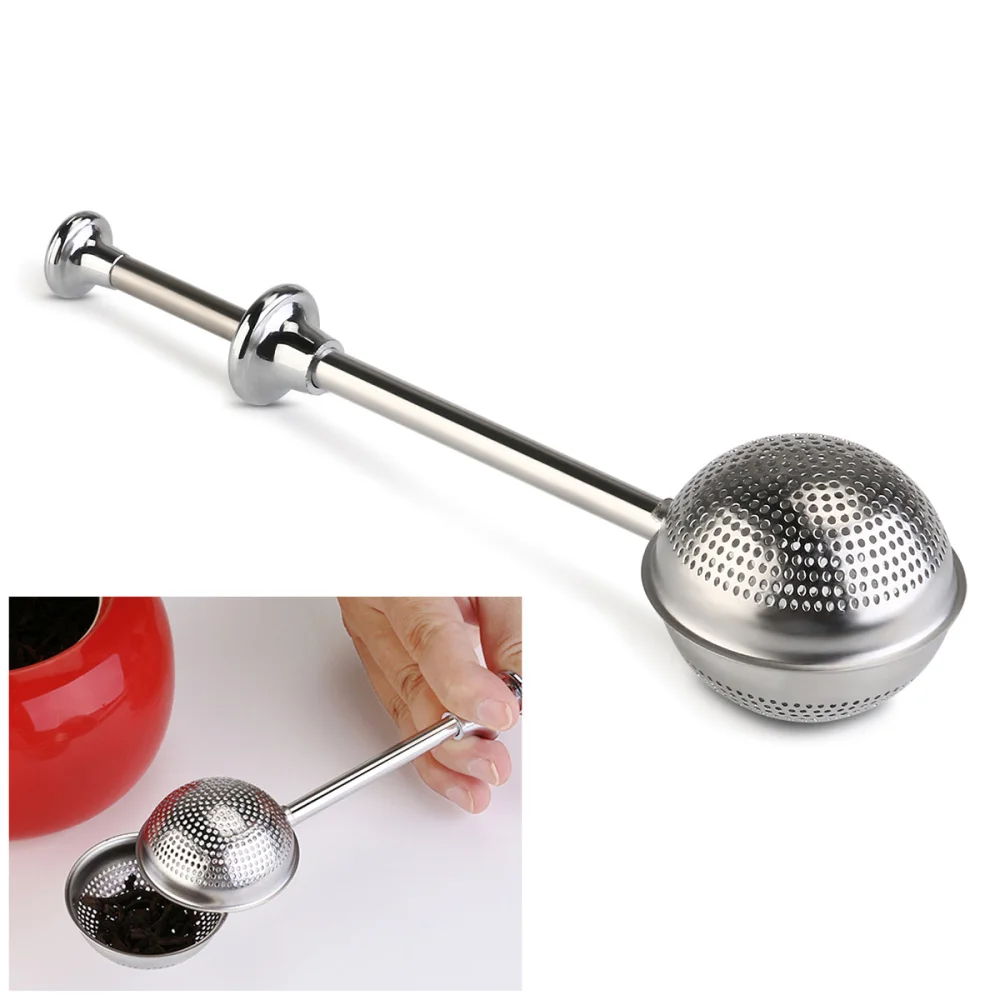 

Shaped Stainless Steel Push Style Tea Infuser Strainer (Silver)