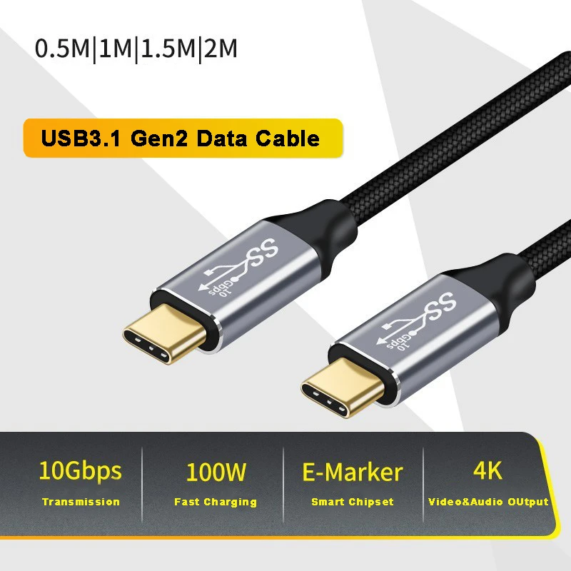 100W PD USB C кабель для передачи данных 3 1 Gen2 10 Гбит/с портом Thunderbolt кабеля MacBook Air iPad Pro