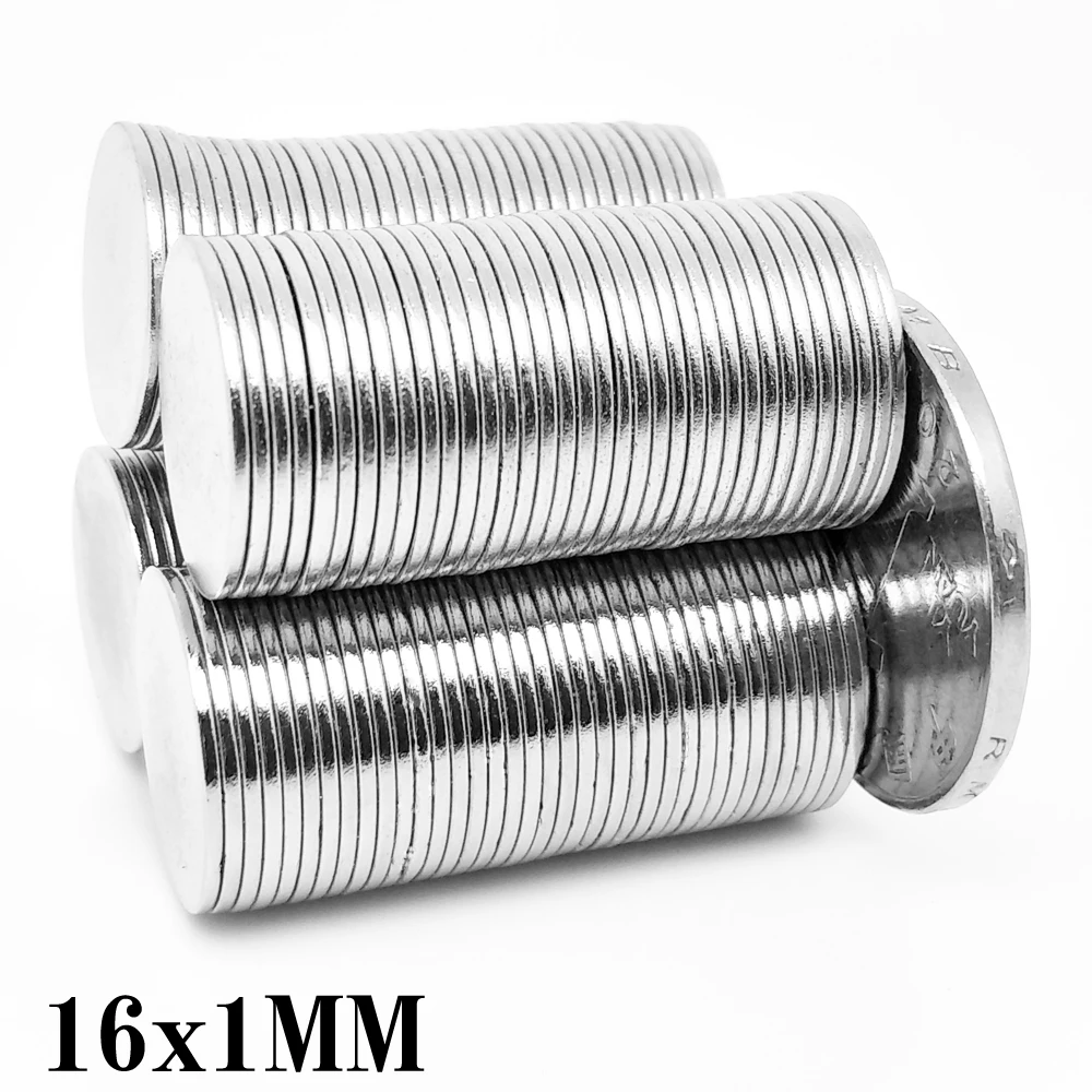 

10/20/50/100/150/200 шт. 16x1 тонкий дисковый поисковый магнит 16x1 мм небольшие круглые редкоземельные магниты N35 постоянный неодимовый магнит 16*1
