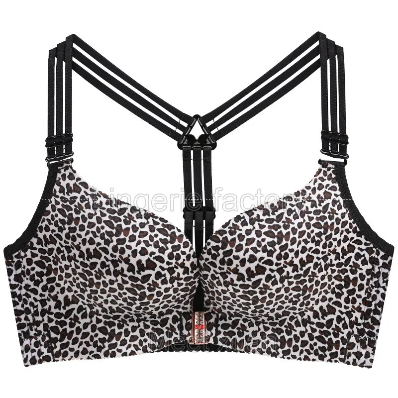 Silver leopard Плюс размер E чашки женские беспроводные бюстгальтеры пуш-ап бюстгальтер сексуальное женское белье Большие размеры бюстгальтер без косточек женский бюстгальтер - Цвет: Silver leopard