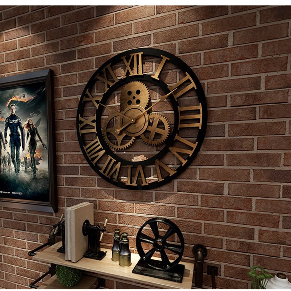 

Industrial Gear Wall Clock Decorative Retro MDL Wall Clock Industrial Age Style Room Decoration Wall Art Decor (Without Battery)