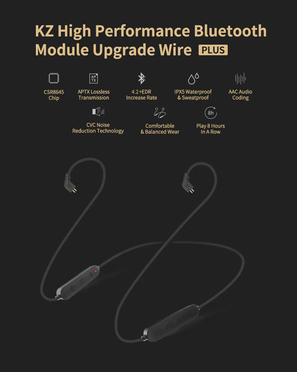 KZ ZS10 BA10 Bluetooth 4,1 модуль Bluetooth гарнитура обновление линии портативный спортивные наушники для KZ ZST/ZS10/ZS6/ES4/ZS5/ZS4/AS10