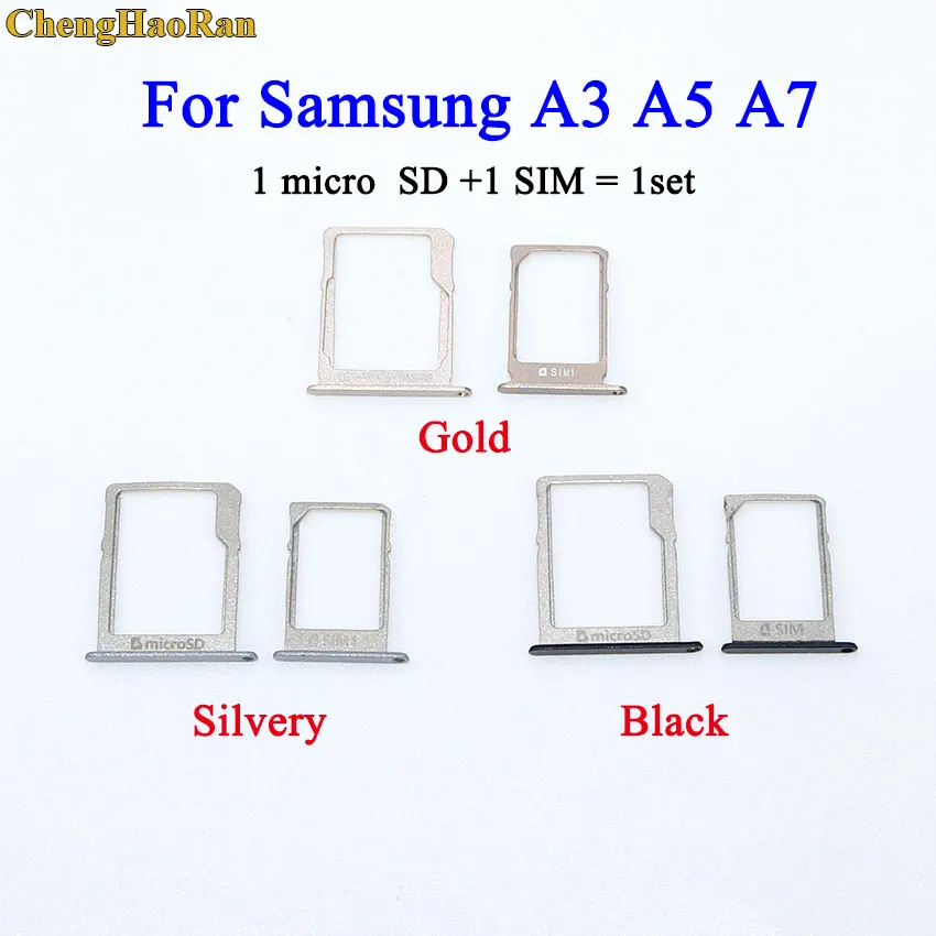 

ChengHaoRan 1 комплект для Samsung Galaxy A3 A300 A5 A500 A7 A700 SIM SD SIM1 лоток для Карт MicroSD / SIM2 держатель для карт