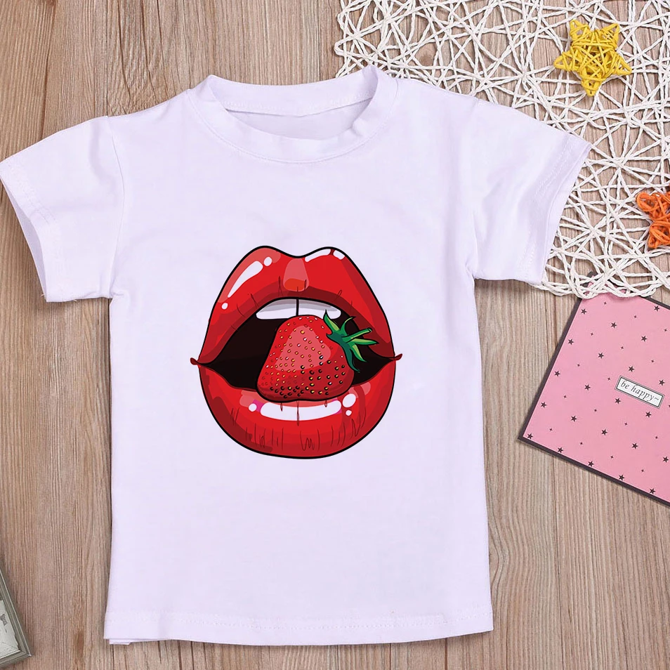 2020 модная одежда для девочек топы с принтом сексуальных губ трендовая детская