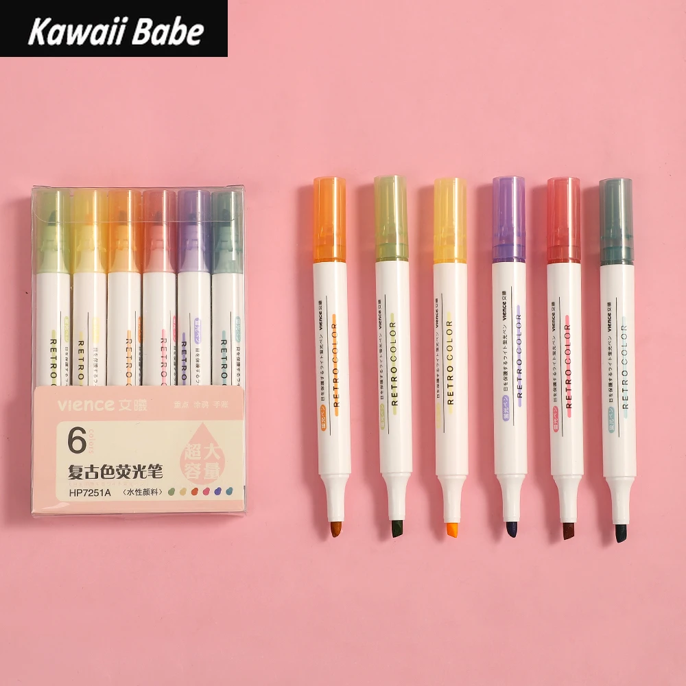 

Канцтовары, Симпатичные Школьные принадлежности, 6 шт./компл., флуоресцентная ручка Morandi, симпатичная ручка, журнал, кавайные ручки, товары для рукоделия, маркер, японский