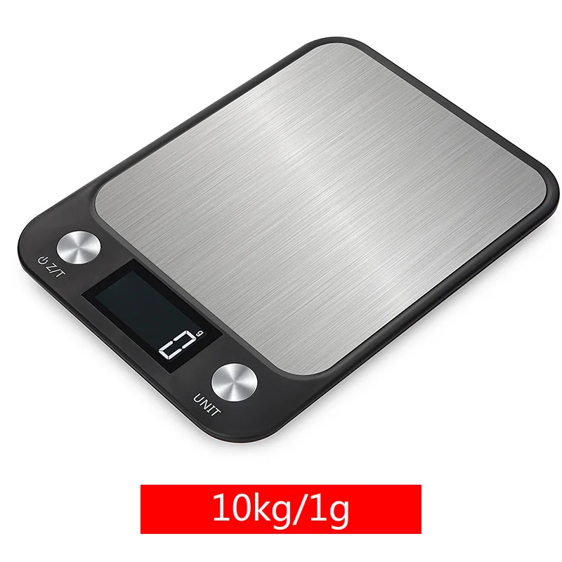 black 10kg 5 кг/10 кг x 1 г водонепроницаемые кухонные весы из нержавеющей стали с ЖК-дисплеем для выпечки пищи Многофункциональные цифровые весы инструменты для приготовления пищи - Цвет: black 10kg