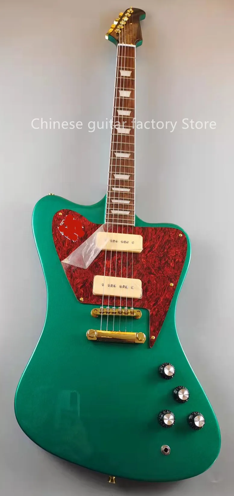 Guitarra Eléctrica Firebird, accesorios dorados, pastillas P90, cuerpo de caoba, se vende en stock, envío gratis, fa
