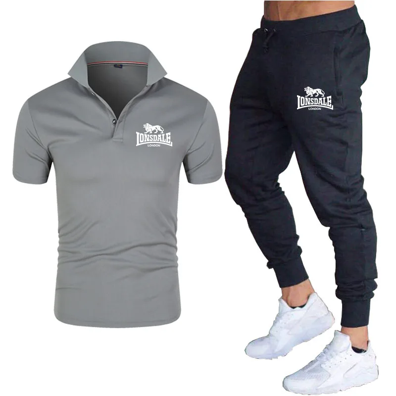 

Track Suit Men Slim Polo T Shirt + Shorts Set Casual Solid Tracksuit Male Leisure Men's Top and Pant Suit Sweat Suits Men