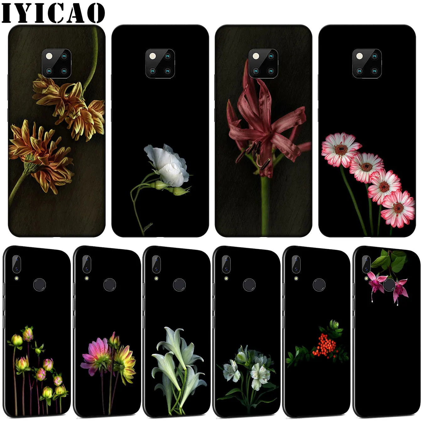 Желтого цвета с цветочным принтом темным тоном завод света и тени мягкий чехол