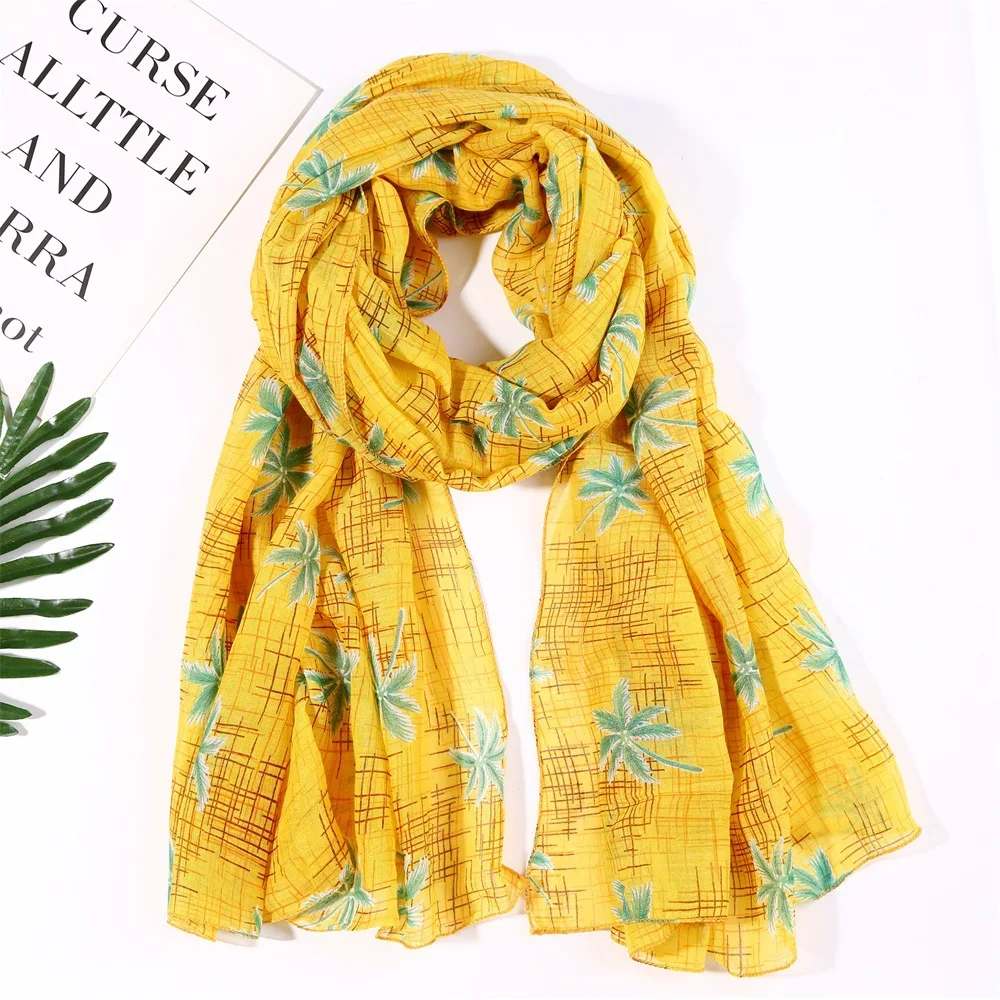 2020 New Coconut Tree Print Scarves Shawls Long Soft Viscose Silver Foil Wrap Scarf Hijab 7 Color Free Shipping |