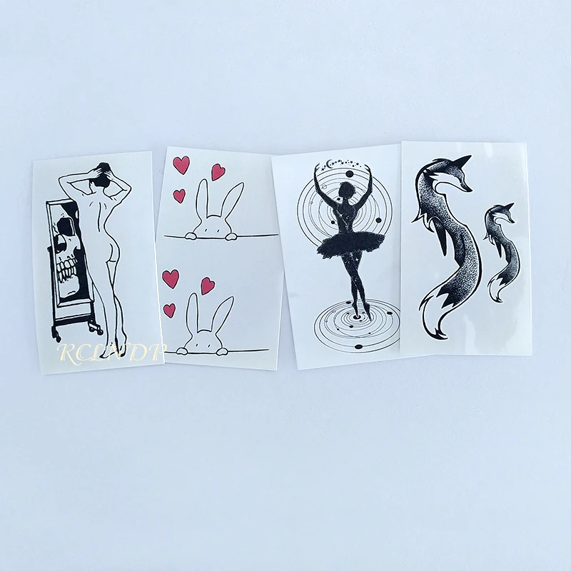 Водостойкая Временная тату-наклейка милая птица кролик сексуальная девушка