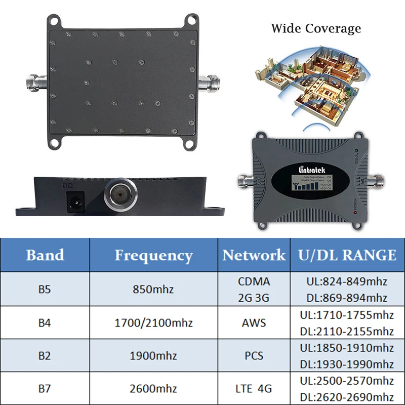 Усилитель сотового сигнала Lintratek B7 4G 2600 МГц LTE B4 AWS 1700 B2 1900 шт. CDMA GSM B5 850 2G 3G сотовый