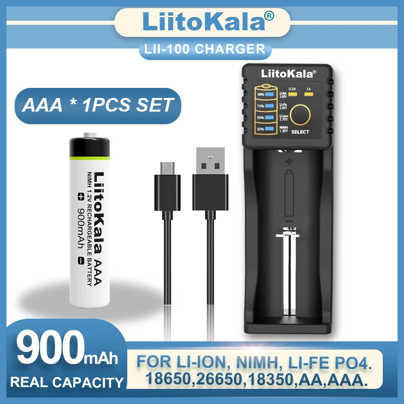 

2023 Liitokala Lii-202 Lii-100 Charger 1.2V AAA 900mAh Ni-MH Rechargeable Battery Temperature Gun Remote Control Mouse Toy