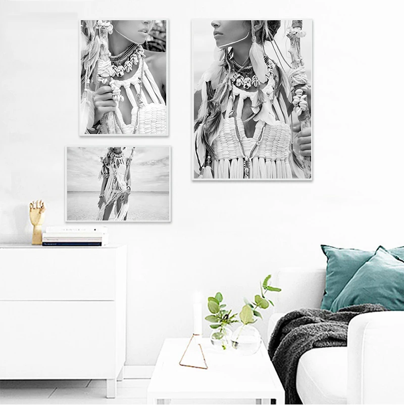 

Indian Woman Nordic Poster Girl Wall Art Canvas Painting Posters And Prints Wall Pictures For Living Room Home Decor Unframed