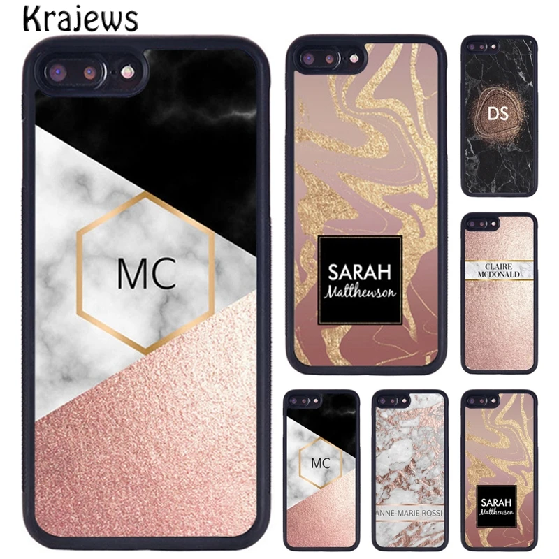 Krajedies индивидуальные инициалы с украшением из розового золота чехол для iPhone 5 6 6s 7