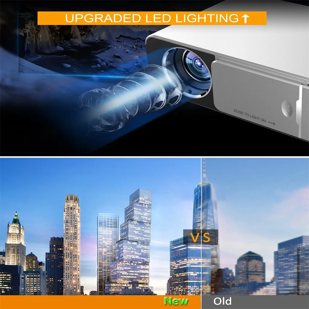 Дом светодиодный Проекторы проектор 1080p HD 3500 люмен Портативный HDMI USB Поддержка 4K
