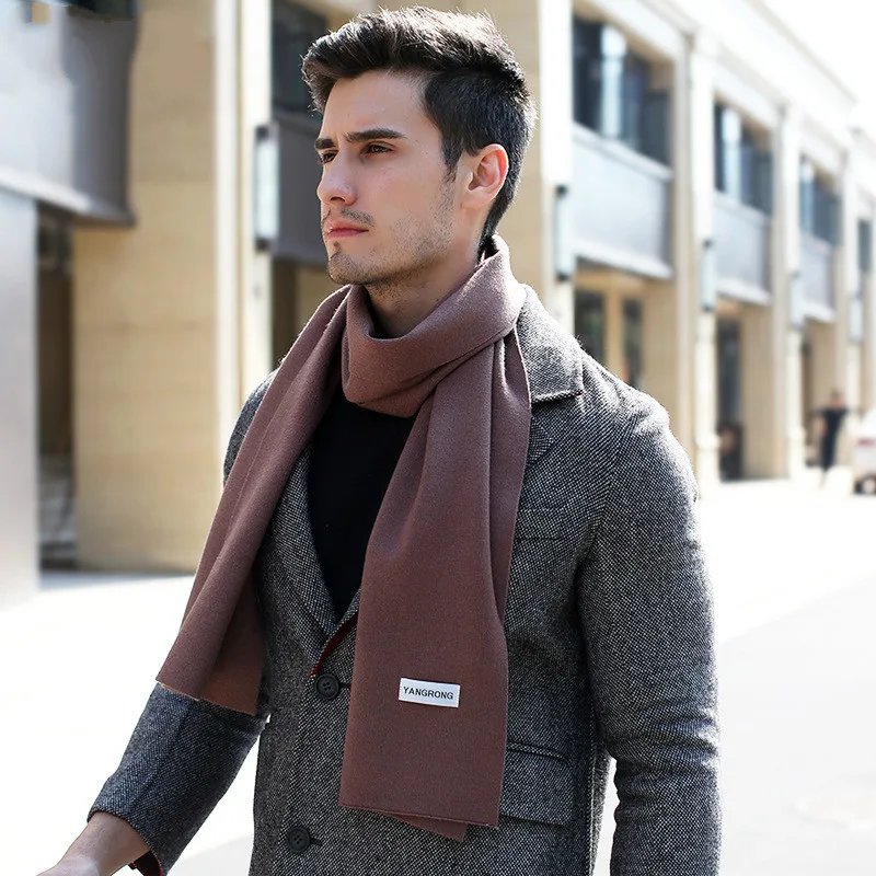 Solid Color Wool Scarf for Young Students In Winter Business Leisure Korean Cashmere High-grade Joker Simple Scarf 180*30cm