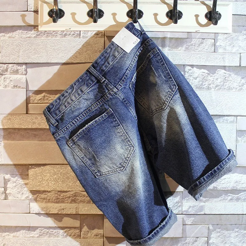 2020 мужские прямые умягчители до колен джинсовые шорты винтажные моющийся ковбой