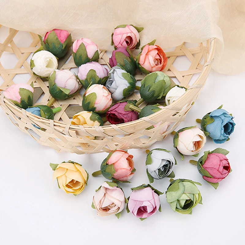 20 шт Винтаж искусственная ткань розовая Чай цветы с бутонами бутон поделки