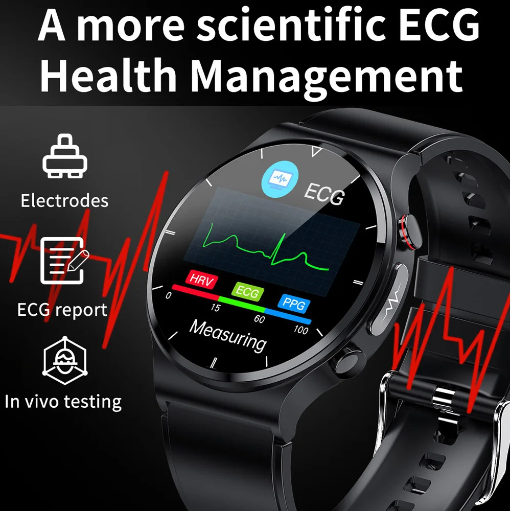 Ti Chip ECG Smart Watch Wireless Charging 1.32 Inches 360*360 Cycle Round Display Body Temperature Thermometer Spo2 Smartwatch |