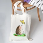 Kawaii Hedgehog Мультяшные сумки для покупок манга, сумки, холщовые сумки на плечо, женские сумки для покупок, вместительная сумка-тоут, пляжная сумка