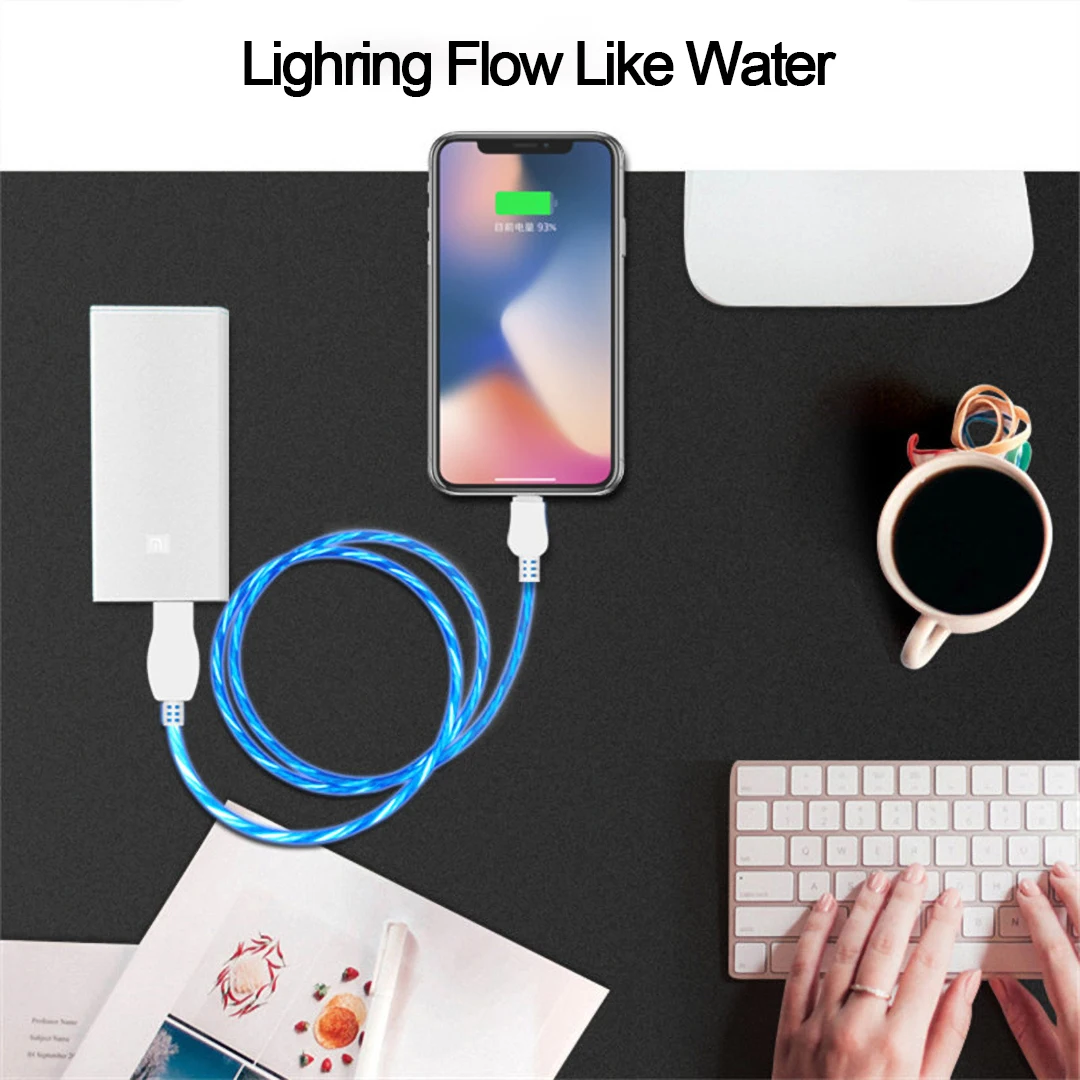 Светодиодный светящийся кабель USB type C Micro usb для зарядки светящиеся кабели для iPhone 8 Xiaomi samsung мобильный телефон яркий зарядный шнур