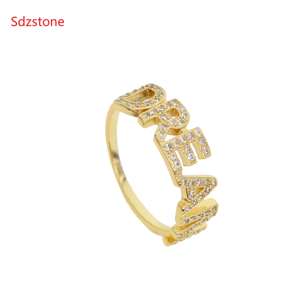 Кольцо для женщин желтое золото с надписью прозрачное фианитами | Украшения и