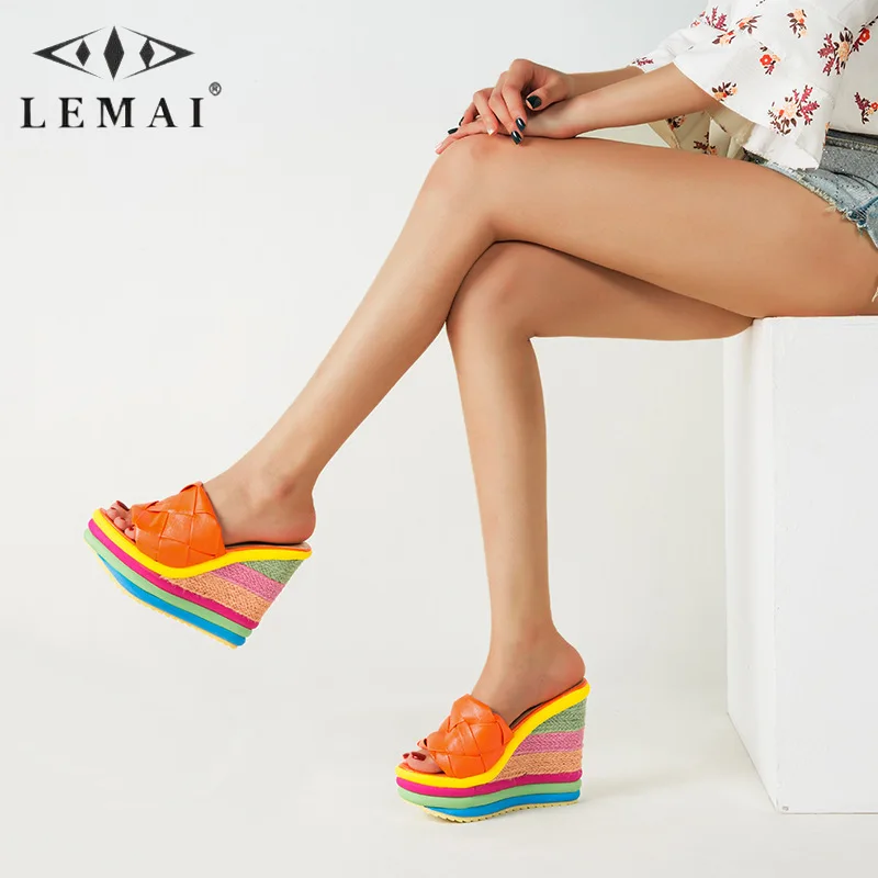 

Сандалии женские на очень высоком каблуке, босоножки из соломы на танкетке, с открытым носком, в римском стиле, обувь на платформе, большие р...