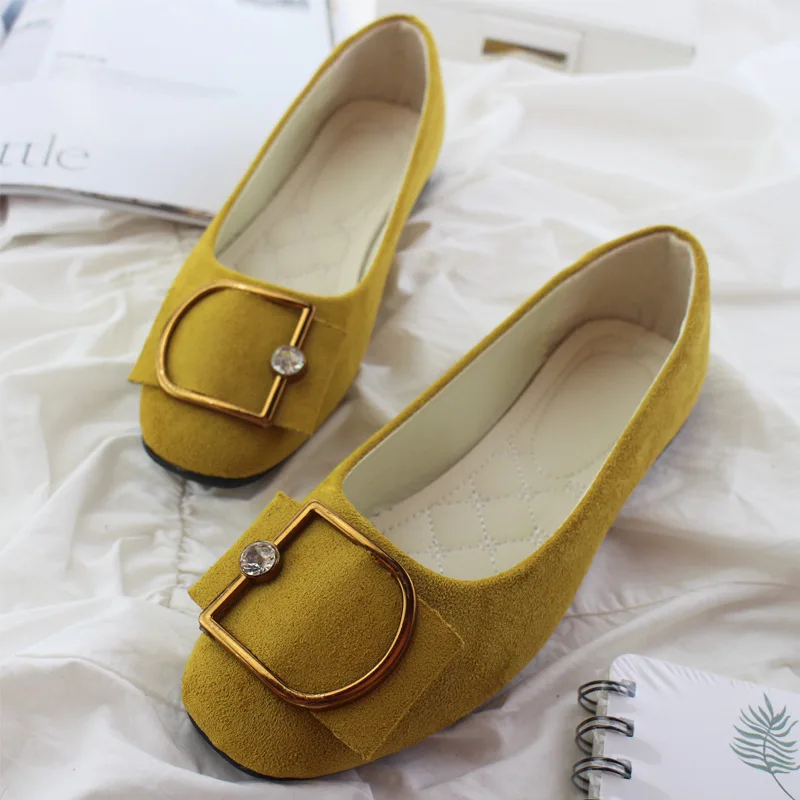 Flat Shoes Female 2021 Spring and Summer New Square Head Women's Single Shoes Large Size Female Suede Casual Flat Shoes Female