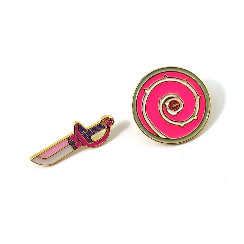 Женская/Мужская брошь с милым мультяшным лезвием брошка круглой защитой розовая