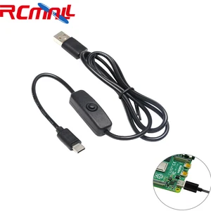 RCmall 5V 3A Power Adapter Cable USB to Type-C Power Supply Cord with on/off Switch For Raspberry Pi 4 Modle B FZ3910